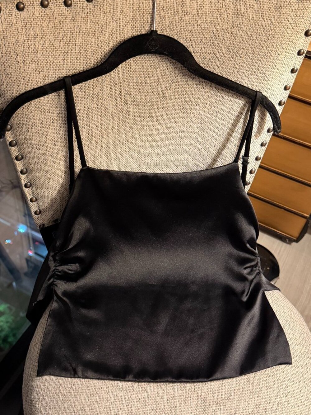 Zara Backless Satin Top With Tie Detail